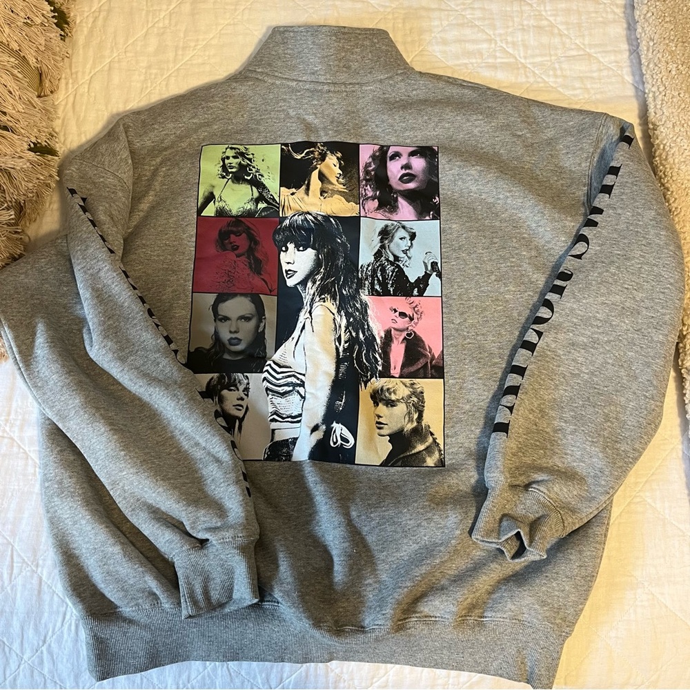 Taylor Swift Eras Tour Quarter Zip Grey Medium